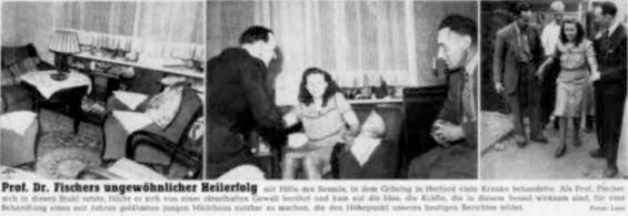 Prof. Fischers ungewöhnlicher Heilerfolg mit Hilfe des Sessels, in dem Gröning in Herford viele Kranke behandelte.